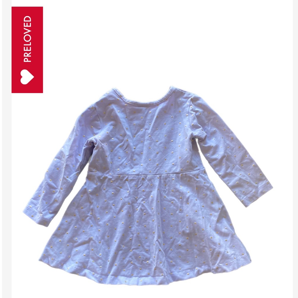 Hanna Anderson Glimmer Gold Dot Dress in Soft Lavender - Size 2T - Picture 3 of 3